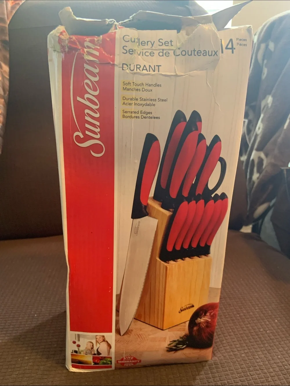 Sunbeam Red and Black 14-Piece Knife Block Set